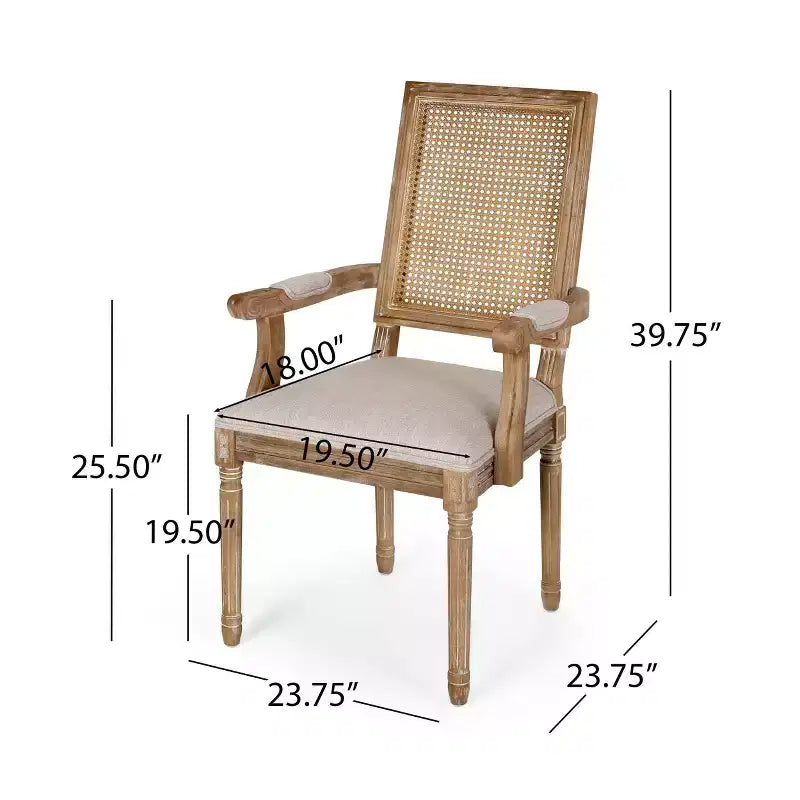 4er-Set Maria French Country Esszimmerstühle aus Holz und Rattan mit Polsterung - Christopher Knight Home