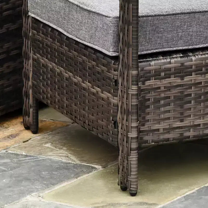 Outsunny 3-teiliges Terrassenmöbelset, PE-Rattan-Geflecht-Aufbewahrungstisch und Stühle mit getufteten Kissen