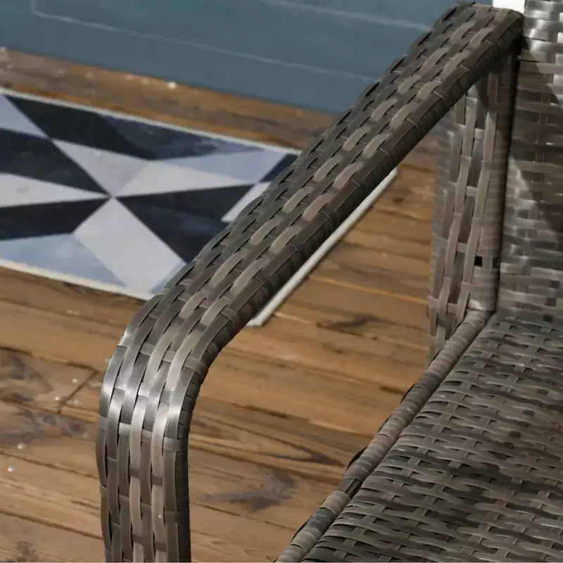 Outsunny 3-teiliges Terrassenmöbelset, PE-Rattan-Geflecht-Aufbewahrungstisch und Stühle mit getufteten Kissen