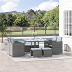 Outsunny 9-teiliges Rattan-Essgruppen-Set, platzsparendes Outdoor-Sofa-Set, mit Esstisch, Ottoman