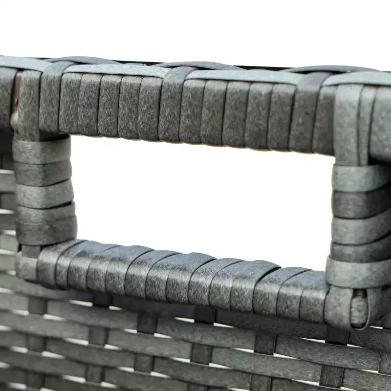 Outsunny 9-teiliges Rattan-Essgruppen-Set, platzsparendes Outdoor-Sofa-Set, mit Esstisch, Ottoman
