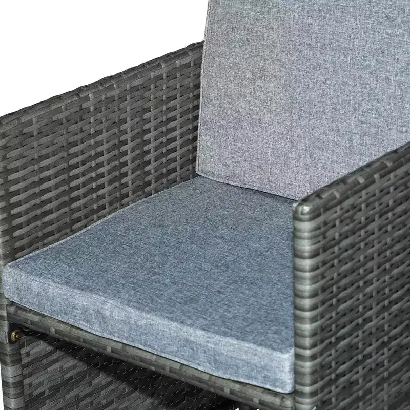 Outsunny 9-teiliges Rattan-Essgruppen-Set, platzsparendes Outdoor-Sofa-Set, mit Esstisch, Ottoman