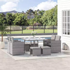 Outsunny 9-teiliges Rattan-Essgruppen-Set, platzsparendes Outdoor-Sofa-Set, mit Esstisch, Ottoman