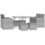 Outsunny 9-teiliges Rattan-Essgruppen-Set, platzsparendes Outdoor-Sofa-Set, mit Esstisch, Ottoman