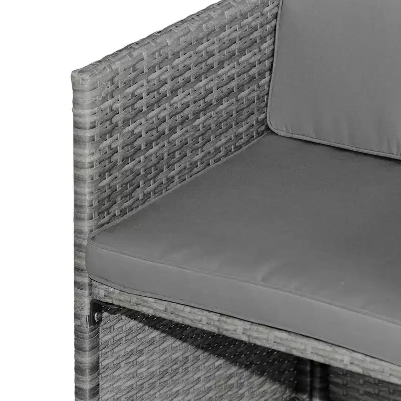 Outsunny 9-teiliges Rattan-Essgruppen-Set, platzsparendes Outdoor-Sofa-Set, mit Esstisch, Ottoman