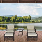Outsunny 5-teiliges Outdoor-Sitzgruppen-Set mit Rattansessel und Fußhocker, Outdoor-Rattanmöbel-Set mit bequemen Reißverschlusskissen & wetterfester Konstruktion