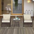 Outsunny 5-teiliges Outdoor-Sitzgruppen-Set mit Rattansessel und Fußhocker, Outdoor-Rattanmöbel-Set mit bequemen Reißverschlusskissen & wetterfester Konstruktion