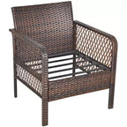 Outsunny 5-teiliges Outdoor-Sitzgruppen-Set mit Rattansessel und Fußhocker, Outdoor-Rattanmöbel-Set mit bequemen Reißverschlusskissen & wetterfester Konstruktion