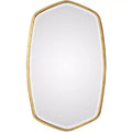 Uttermost Oval Vanity Accent Wall Mirror Modern Beveled Gold Leaf Iron Frame 22 1/4 Wide Bathroom Bedroom Living Room Home Office