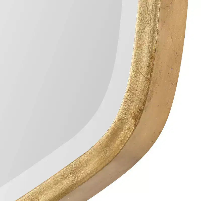 Uttermost Ovaler Akzent-Wandspiegel Modern Abgeschrägt Blattgold Eisenrahmen 56,5 cm breit Badezimmer Schlafzimmer Wohnzimmer Home Office