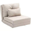 HOMCOM Convertible Flip Chair, Floor Lazy Sofa, Folding Upholstered Couch Bed with Adjustable Backrest, Metal Frame and Pillows for Living Room
