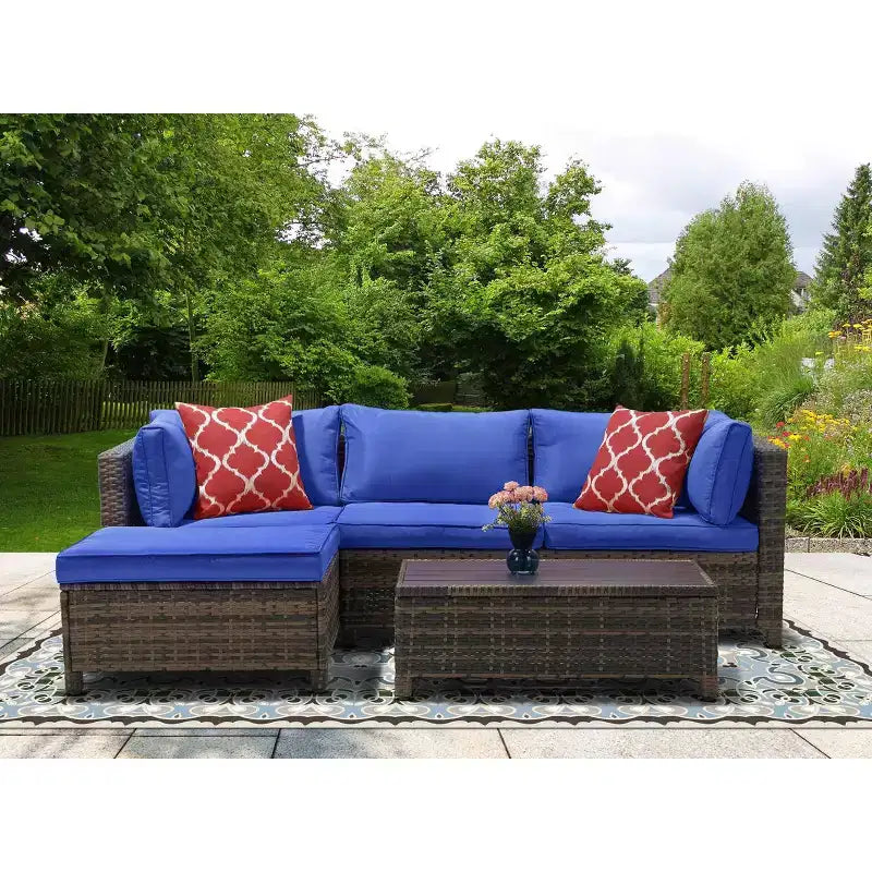 3-teilige Korbsitzgruppe für die Terrasse mit Kissen - EDYO LIVING