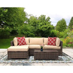 3-teilige Korbsitzgruppe für die Terrasse mit Kissen - EDYO LIVING