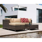 3-teilige Korbsitzgruppe für die Terrasse mit Kissen - EDYO LIVING