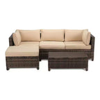 3pc Wicker Patio Sectional Seating Set with Cushions - EDYO LIVING