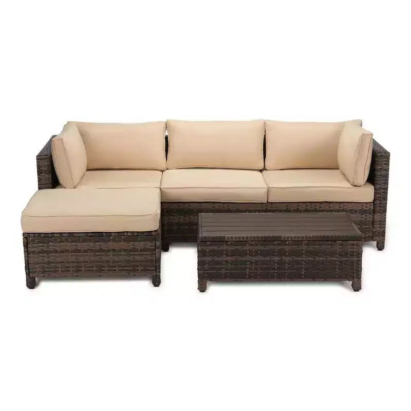 3pc Wicker Patio Sectional Seating Set with Cushions - EDYO LIVING