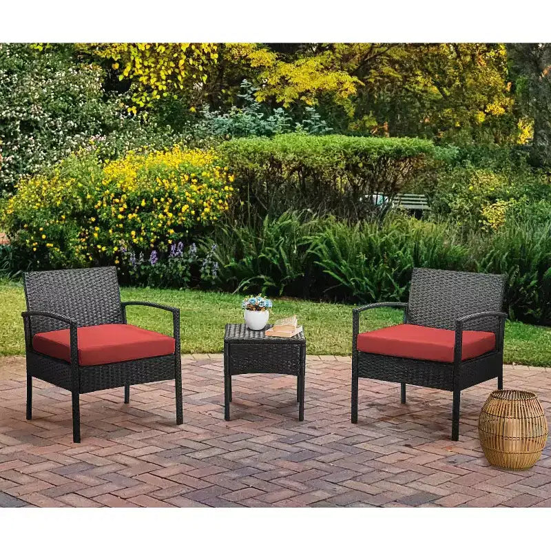 EDYO LIVING 3-teiliges Gartenmöbel-Set aus Polyrattan