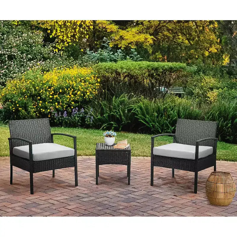 EDYO LIVING 3-teiliges Gartenmöbel-Set aus Polyrattan
