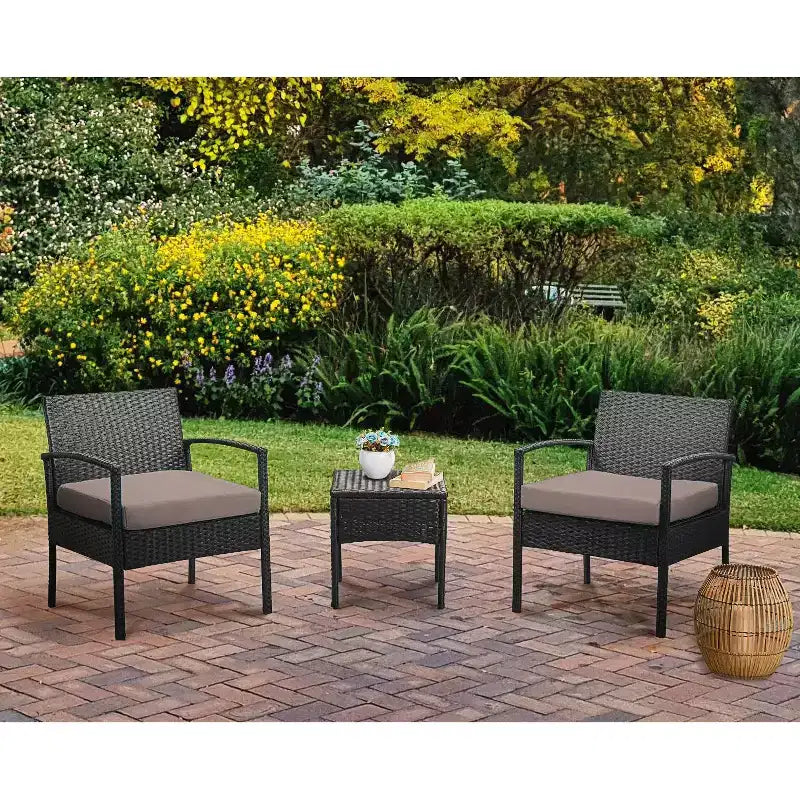 EDYO LIVING 3-teiliges Gartenmöbel-Set aus Polyrattan