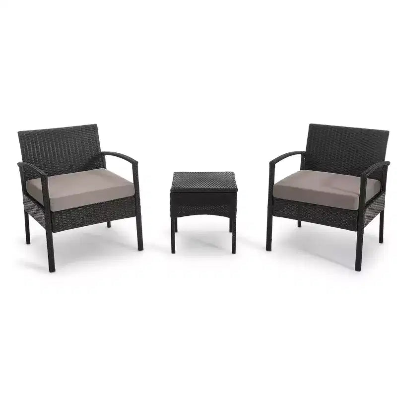 EDYO LIVING 3-teiliges Gartenmöbel-Set aus Polyrattan