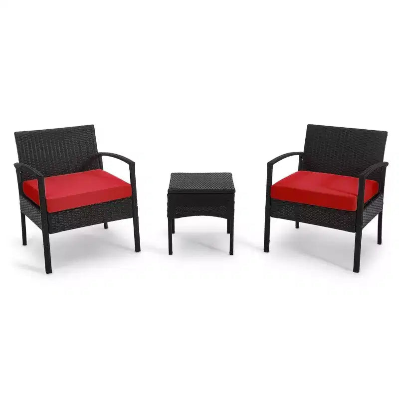 EDYO LIVING 3-teiliges Gartenmöbel-Set aus Polyrattan