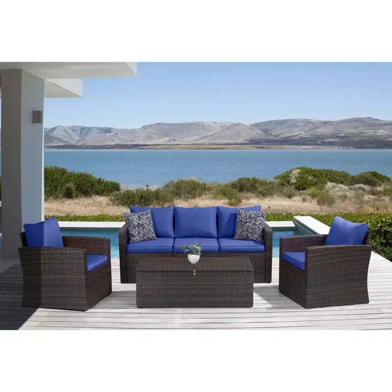 4-teiliges Outdoor-Sitzgruppen-Set aus Polyrattan – EDYO LIVING
