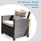 Costway 4-teiliges Outdoor-Rattan-Garnitur gepolstertes Sofa Armlehnentisch