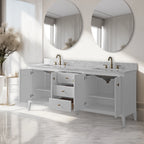 Vanity Art 72 Zoll Badezimmer-Waschtischunterschrank mit Doppelwaschbecken und Kunstmarmorplatte
