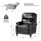 2er-Set Elisabete Modern Wingback Echtleder-Liegesessel mit Vintage-Nagelkopfleiste für Wohn- und Schlafzimmer | ART OF LIVING DESIGNS