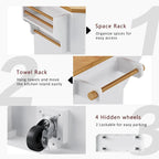 Ausziehbare Kücheninsel mit Klappplatte, Küchenwagen auf 4 Rädern mit Steckdose, beweglicher Inseltisch mit 2 Türen und 6 Schubladen