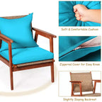 Costway 8-teiliges Terrassenmöbel-Set aus Rattan mit Akazienholzrahmen, gepolstertes Sofa, Stuhl, Türkis
