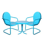 Northlight 3-Piece Retro Metal Tulip Chairs and Side Table Outdoor Set, Sky Blue