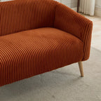 Zweisitzer-Sofa, bezogen mit Cordstoff, mit Walnussholzbeinen
