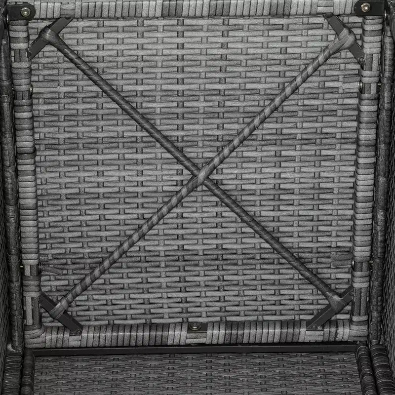 Outsunny 11-teilige Terrassen-Essgruppe Outdoor-Rattan-Gartenmöbel-Set mit platzsparenden Stühlen, Glastisch und Kissen