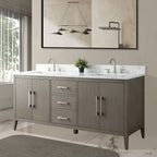 Vanity Art 72 Zoll Badezimmer-Waschtischunterschrank mit Doppelwaschbecken und Kunstmarmorplatte