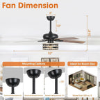 52 Farmhouse Driftwood 5-Flügel Deckenventilator mit Käfig in Schwarz und Fernbedienung