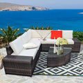 Costway 6PCS Rattan Furniture Set Conversation Cushioned Sofa Armrest Garden Turquoise\White