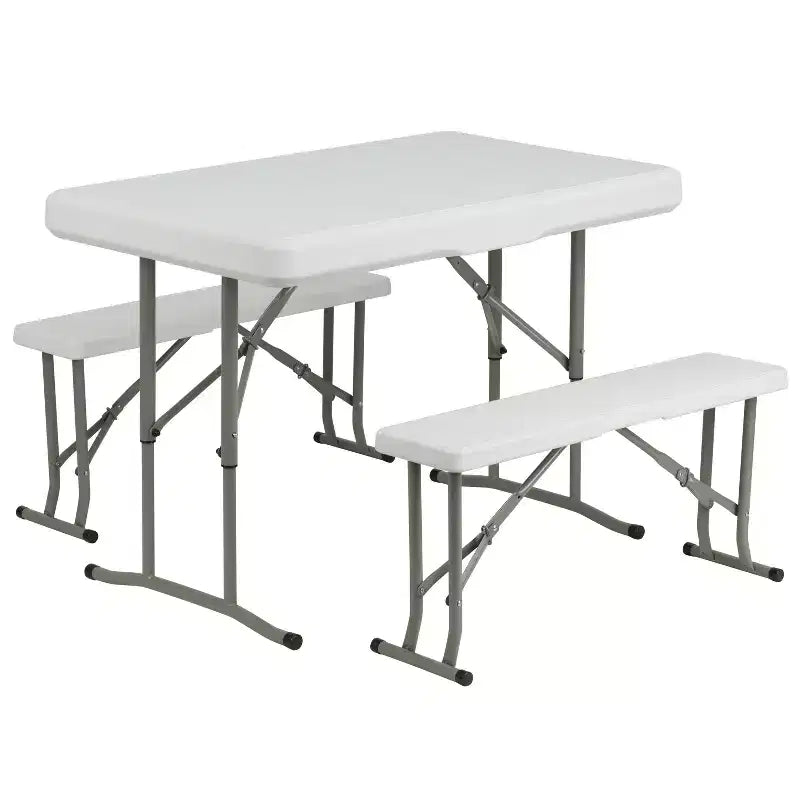 Flash Furniture 3x3m Pop-Up-Pavillon mit Tragetasche und Klappbank-Set – tragbares Set für Camping und Veranstaltungen