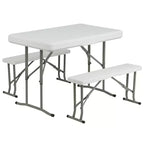 Flash Furniture 3x3m Pop-Up-Pavillon mit Tragetasche und Klappbank-Set – tragbares Set für Camping und Veranstaltungen