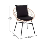 Merrick Lane 3-teiliges Terrassen-Set mit Seil-Rattan-Stühlen, passendem Beistelltisch mit Glasplatte und Kissen für den Innen- und Außenbereich