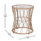 Merrick Lane 3-teiliges Terrassen-Set mit Seil-Rattan-Stühlen, passendem Beistelltisch mit Glasplatte und Kissen für den Innen- und Außenbereich