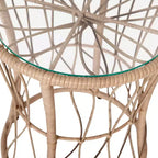 Merrick Lane 3-teiliges Terrassen-Set mit Seil-Rattan-Stühlen, passendem Beistelltisch mit Glasplatte und Kissen für den Innen- und Außenbereich