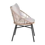 Merrick Lane 3-teiliges Terrassen-Set mit Seil-Rattan-Stühlen, passendem Beistelltisch mit Glasplatte und Kissen für den Innen- und Außenbereich