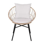 Merrick Lane 3-teiliges Terrassen-Set mit Seil-Rattan-Stühlen, passendem Beistelltisch mit Glasplatte und Kissen für den Innen- und Außenbereich