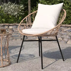 Merrick Lane 3-teiliges Terrassen-Set mit Seil-Rattan-Stühlen, passendem Beistelltisch mit Glasplatte und Kissen für den Innen- und Außenbereich