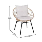 Merrick Lane 3-teiliges Terrassen-Set mit Seil-Rattan-Stühlen, passendem Beistelltisch mit Glasplatte und Kissen für den Innen- und Außenbereich