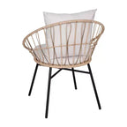 Merrick Lane 3-teiliges Terrassen-Set mit Seil-Rattan-Stühlen, passendem Beistelltisch mit Glasplatte und Kissen für den Innen- und Außenbereich