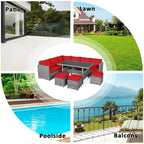 Costway 7-teiliges Terrassen-Essgruppe Rattan-Sofa Couch Ottomane – Details ansehen