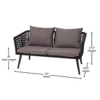 Emma and Oliver Black & Gray Allwetter-Sitzgruppe aus geflochtenem Material, vierteilig, mit Kissen und Metall-Couchtisch für Veranda, Garten und Terrasse