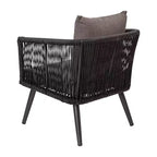 Emma and Oliver Black & Gray Allwetter-Sitzgruppe aus geflochtenem Material, vierteilig, mit Kissen und Metall-Couchtisch für Veranda, Garten und Terrasse
